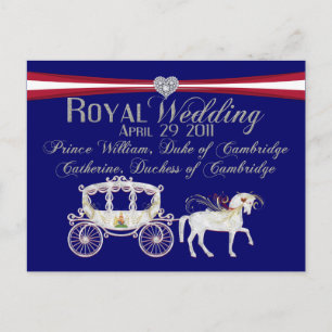 Carte Postale Duc et duchesse royale Mariage de Cambridge Postca
