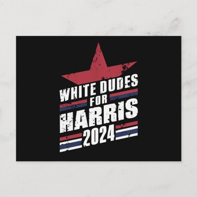 Carte Postale Dudes Blanches Pour Kamala Harris 2024 (Devant)