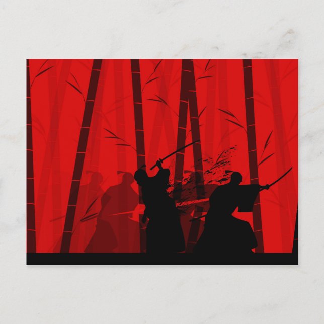 Carte Postale Duel dans le Bambou rouge - Samurai (Devant)