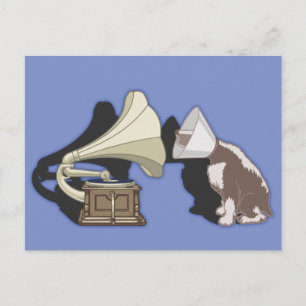 Carte Postale Duet - Chien & Gramophone