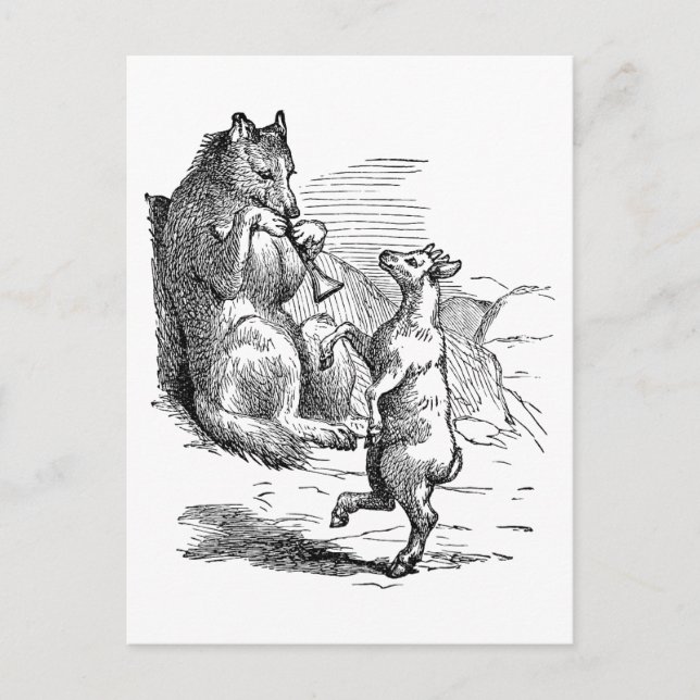 Carte postale "Duet de loup et de chèvre" (Devant)