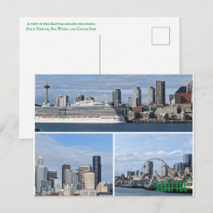 Carte postale d'un collage de la Skyline de Seattl