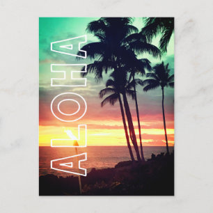 Carte postale d'un coucher de soleil hawaïen Aloha