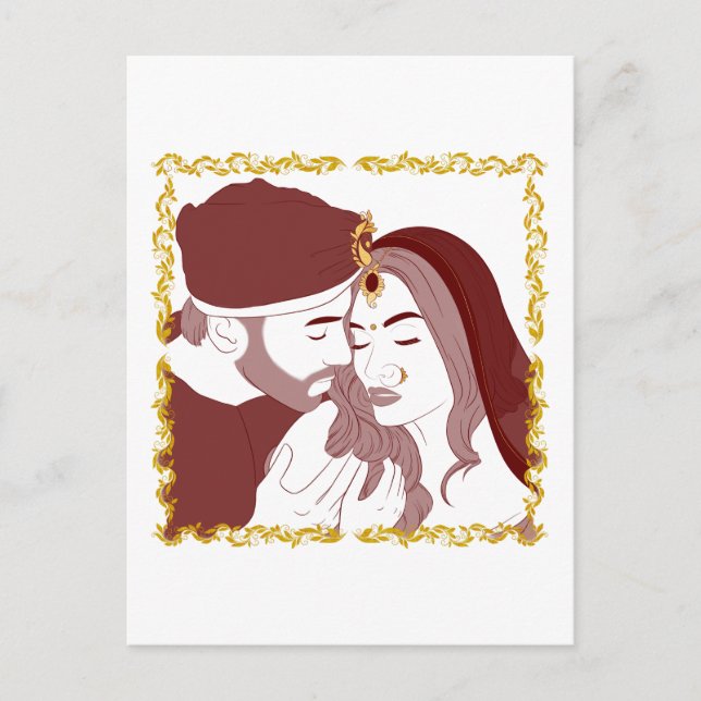 Carte postale d'un couple amoureux indien Desi en  (Devant)