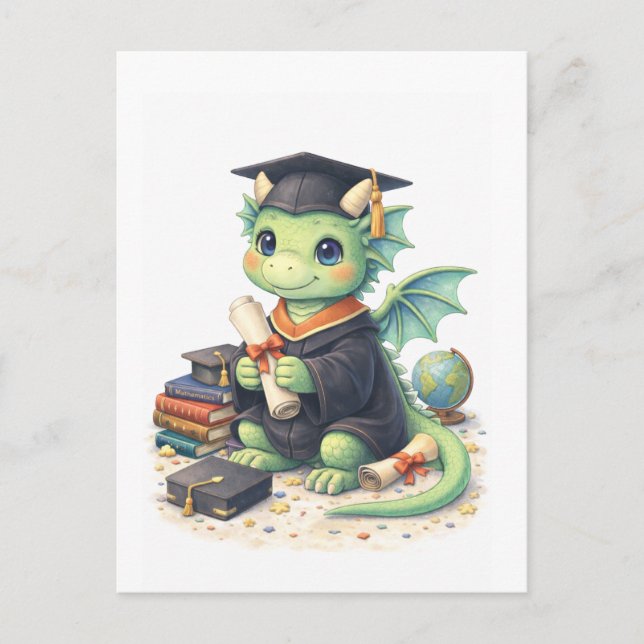 Carte postale d'un joli dragon de remise de diplôm (Devant)