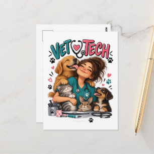 Carte postale d'un technicien vétérinaire amateur