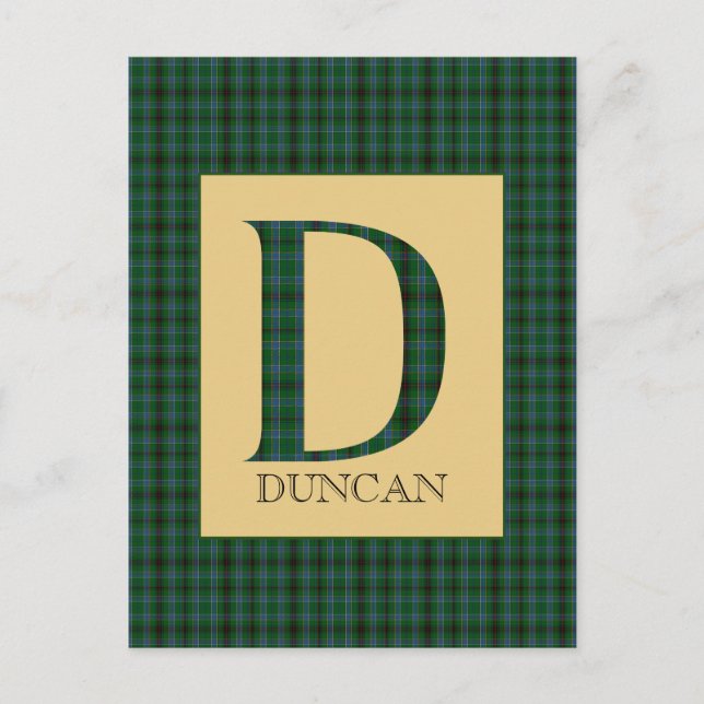 Carte Postale Duncan Tartan Monogramme D (Devant)