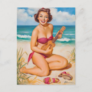 Carte postale d'une pin-up vintage Aloha