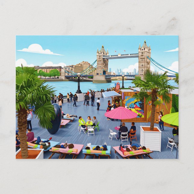 Carte postale d'une scène londonienne en été (Devant)