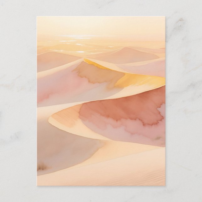 Carte Postale Dunes de coucher de soleil du désert aquarelle (Devant)