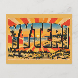 Carte Postale Dunes de sable de Yyteri Plage Art de voyage vinta