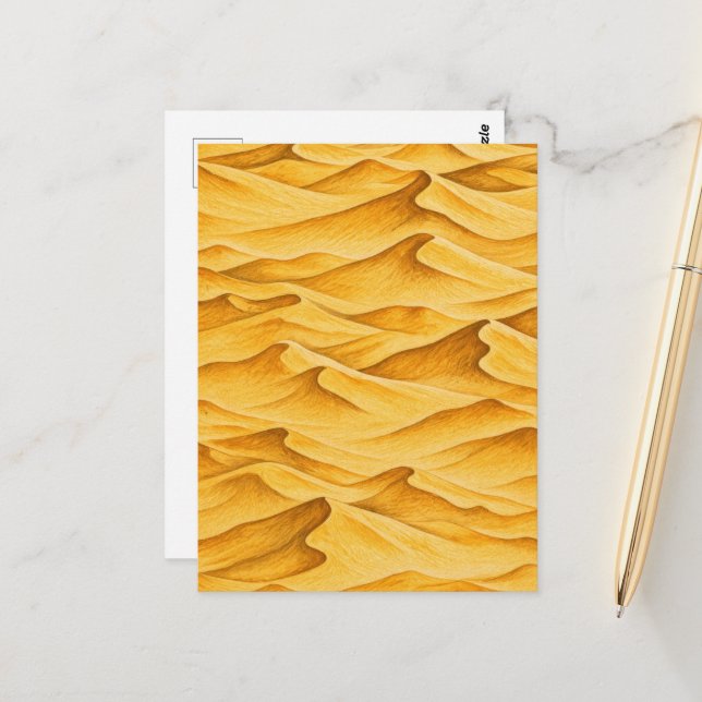 Carte Postale Dunes de sable doré du désert (Devant/Arrière en situation)