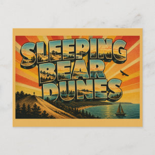 Carte Postale Dunes de Sleeping Bear Michigan Dunes de sable Lac