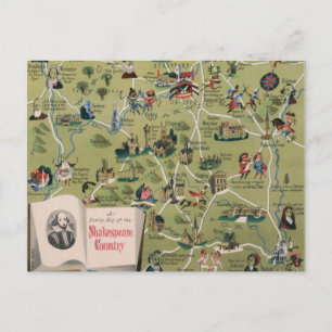 Carte Postale Dunlop Map of Shakespeare Country, Angleterre