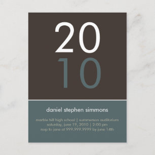 Carte Postale "Duo" Cadet Blue & Tan Graduation Invitation