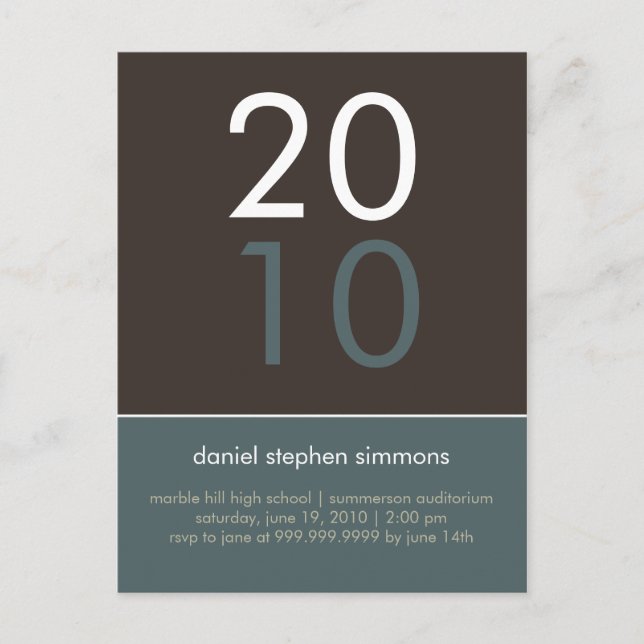 Carte Postale "Duo" Cadet Blue & Tan Graduation Invitation (Devant)