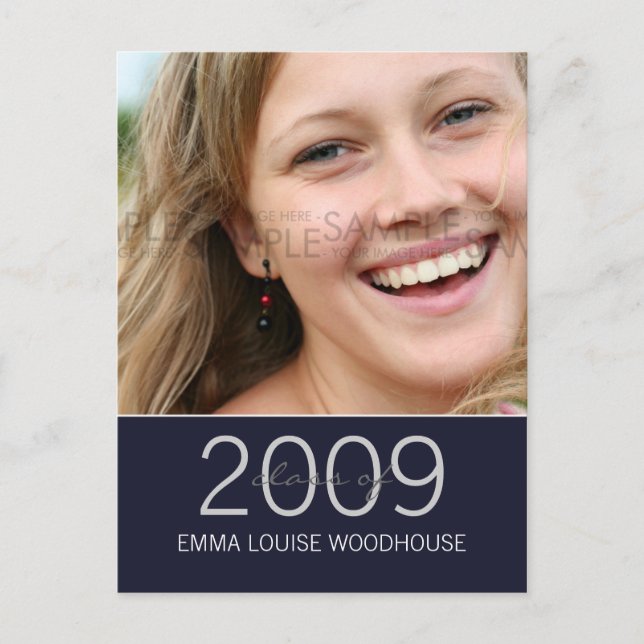 Carte Postale "Duo" Midnight Blue Graduation Invitation (Devant)