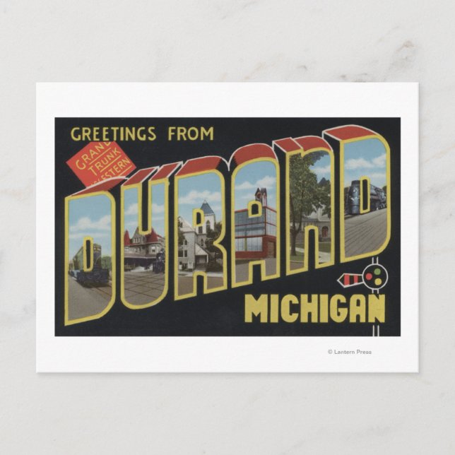 Carte Postale Durand, Michigan - Scènes de grandes lettres (Devant)
