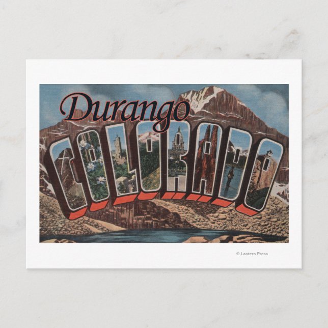 Carte Postale Durango, Colorado - Scènes de grandes lettres (Devant)
