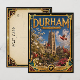 Carte Postale Durham Caroline du Nord Art Déco Vintage Âge d'Or
