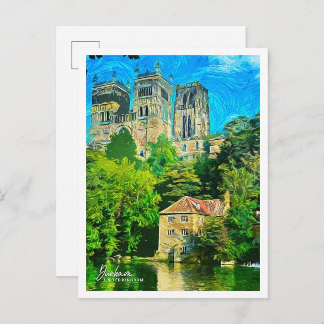 Carte Postale Durham Royaume-Uni Belle peinture à l'huile (Devant / Derrière)