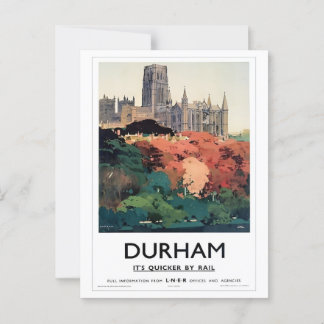 Carte Postale Durham UK, Quicker by Rail Vintage Inspiré