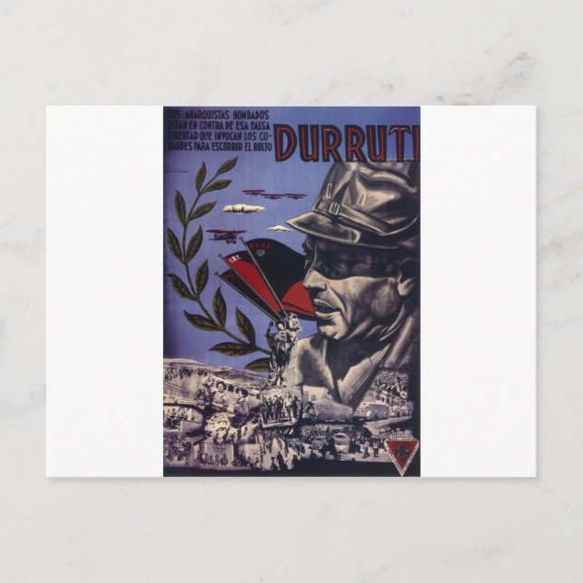 Carte Postale Durruti Espagne guerre civile poster original 1936 (Devant)