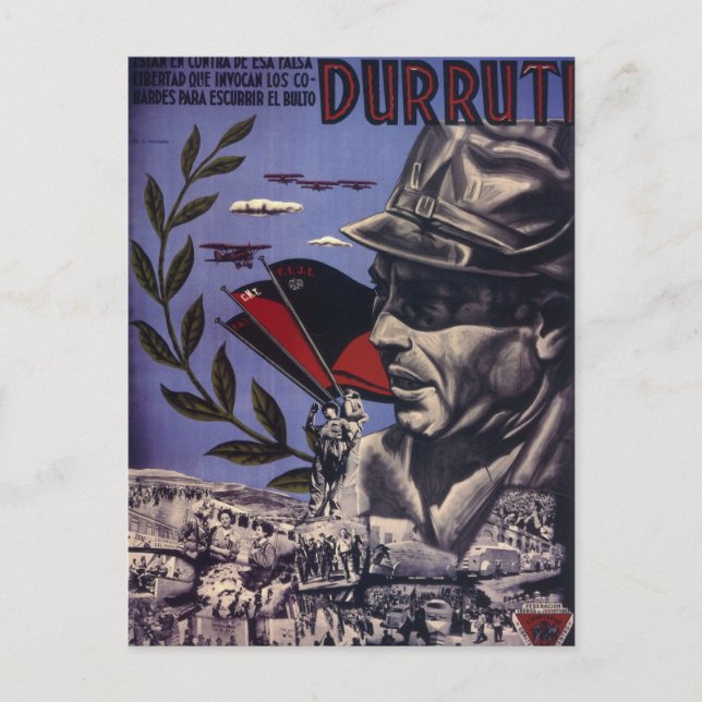 Carte Postale Durruti Espagne guerre civile poster original 1936 (Devant)
