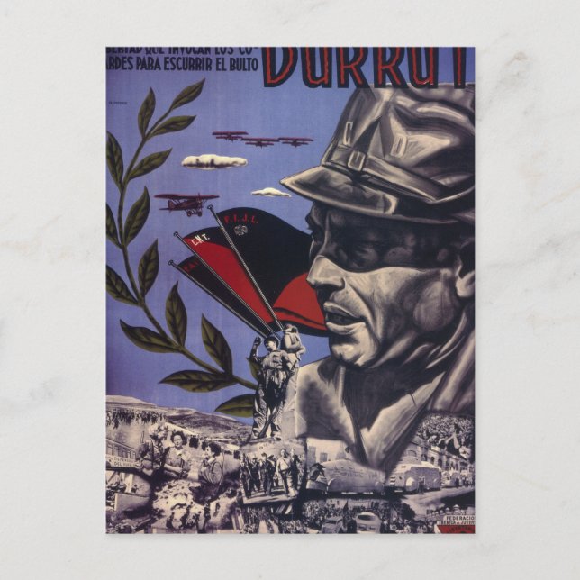 Carte Postale Durruti. Les vrais anarchistes sont_Affiche de pro (Devant)