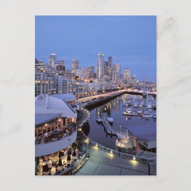 Carte Postale Dusk sur Bell Harbour à Seattle, Washington. (Devant)
