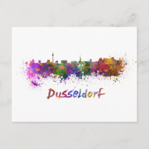Carte Postale Dusseldorf skyline in watercolor