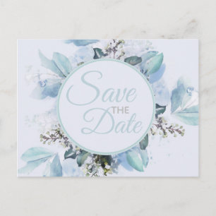 Carte Postale Dusty Blue Botanical Watercolor Save The Date