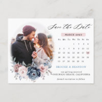 Dusty Blue Mauve Rose Calendrier photo enregistrer