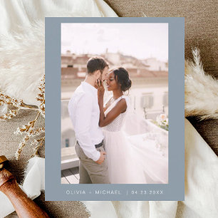 Carte Postale Dusty Blue Minimalist Enregistrer la photo de scri