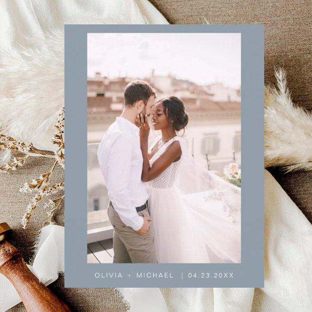 Carte Postale Dusty Blue Minimalist Enregistrer la photo de scri (Créateur téléchargé)