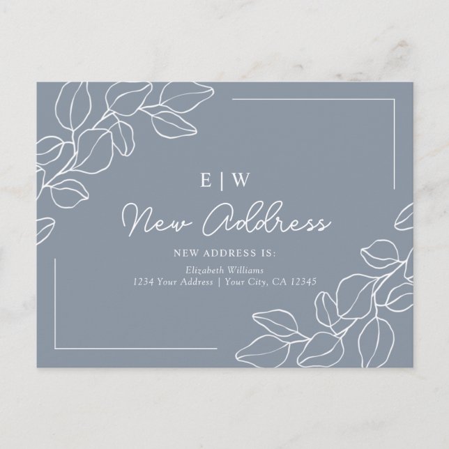 Carte Postale Dusty Blue Minimalist Nouvelle adresse (Devant)