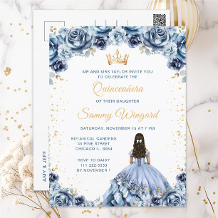 Carte Postale Dusty Blue Princess Fleur Quinceañera