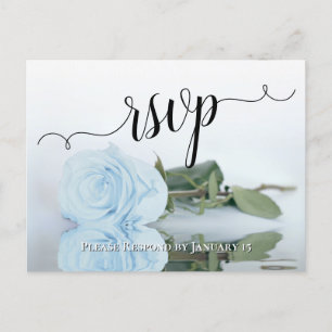 Carte Postale Dusty Blue Reflet Rose élégant mariage RSVP