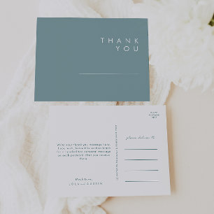 Carte Postale Dusty Boho   Remerciements de mariage bleu et vert