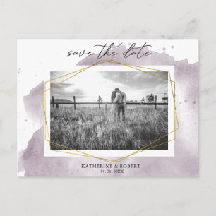 Carte Postale Dusty Gold et Mauve Photo Enregistrer La Date