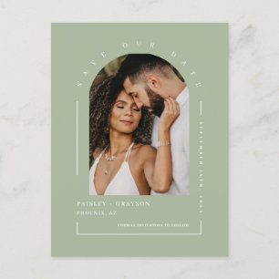 Carte Postale Dusty Green Boho Arch Photo QR Code Enregistrer no