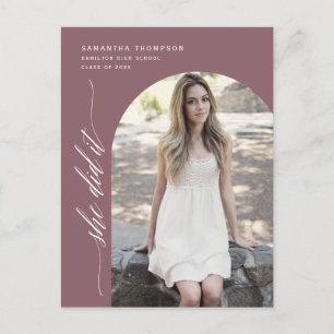 Carte Postale Dusty Purple Elle L'A Fait Graduation Arch Photo P