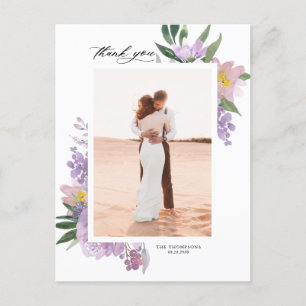 Carte Postale Dusty Purple Peonies Photo Mariage Merci