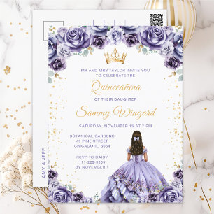 Carte Postale Dusty Purple Princess Floral Quinceañera