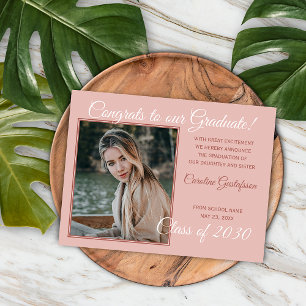 Carte Postale Dusty Rose Blush Pink Faire-part de graduation