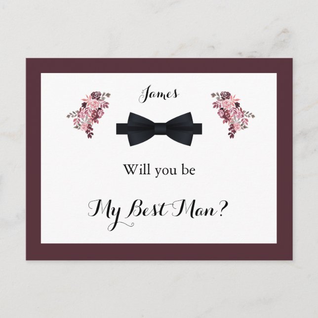 Carte Postale Dusty Rose Bourgogne Best Man Request Card (Devant)