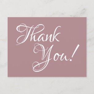 Carte Postale Dusty Rose et Merci de calligraphie blanche
