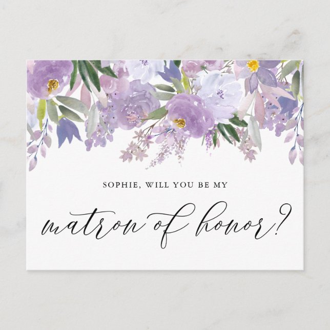 Carte Postale Dusty rose Peony Be My Matron of Honor Card (Devant)
