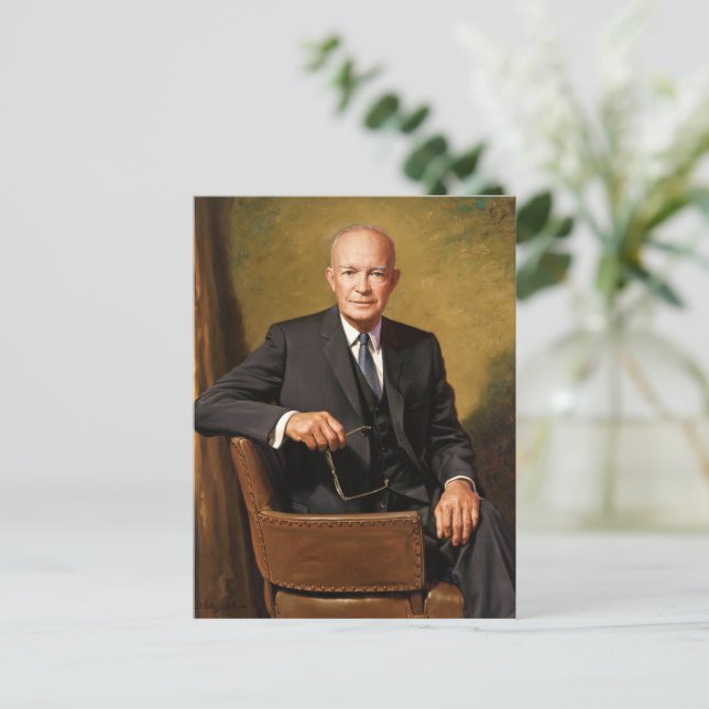 Carte Postale Dwight Eisenhower Président Portrait de la Maison  (Debout devant)