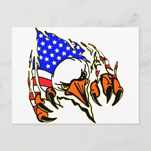 Carte Postale Eagle Tearout avec tatouage drapeau américain (Devant)